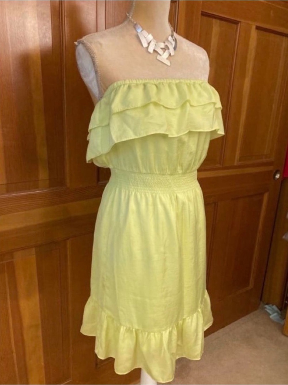 Strapless Ruffle Tier Yellow Sundress - Picture 3 of 9